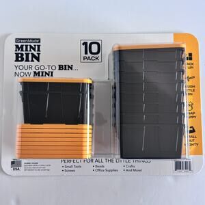GreenMade Mini Bin 10 Pack Stackable Storage Bins w/ Lid Black Yellow Tiny Tote